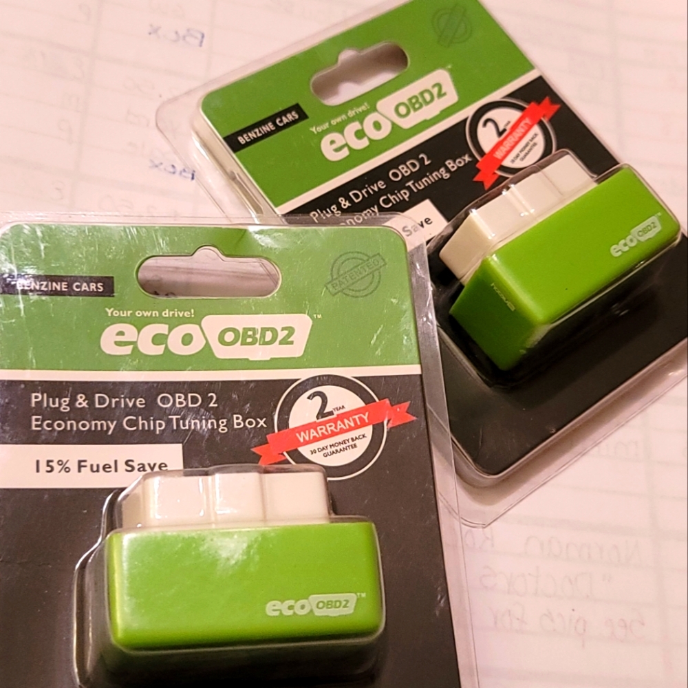 ECO-OBD 2 Plug and drive fuel saving chip tuning boxes. Set of 2. New in pkg.
